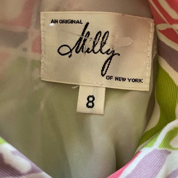 Milly New York Pink and Green Silk Dress - Picture 6 of 6